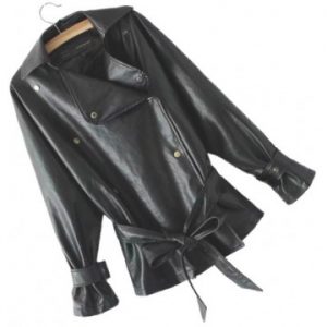 Women’s Elegant New Fashion Genuine Sheepskin Black Leather Jacket Coat