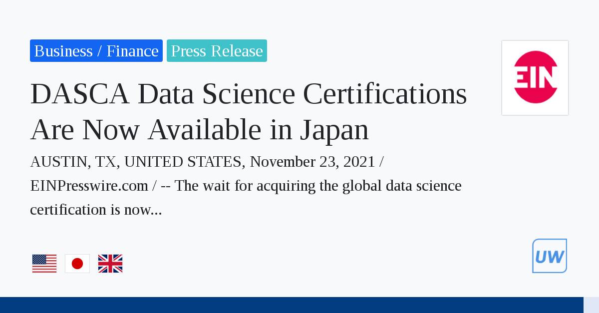 DASCA Data Science Certifications Are Now Available in Japan